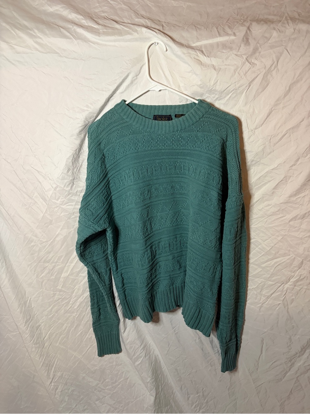 Vintage Finalist Cotton Teal Sweater Sz Large